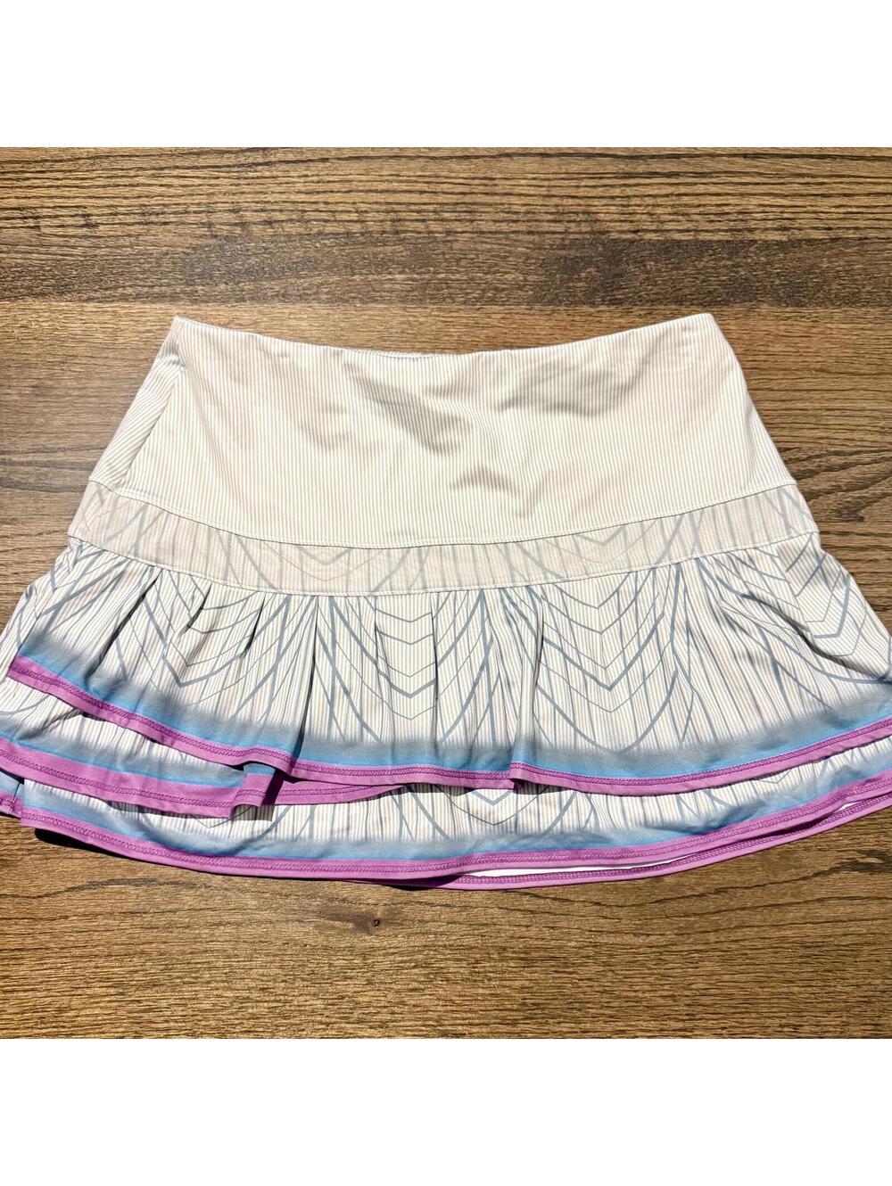 New Lucky In Love White Blue & Purple Tennis Pickleball Skirt Skort Size XL 16